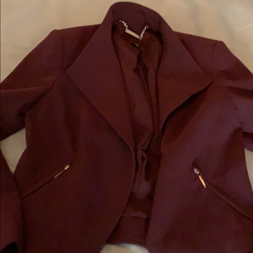 White House Black Market Burgundy Blazer 2